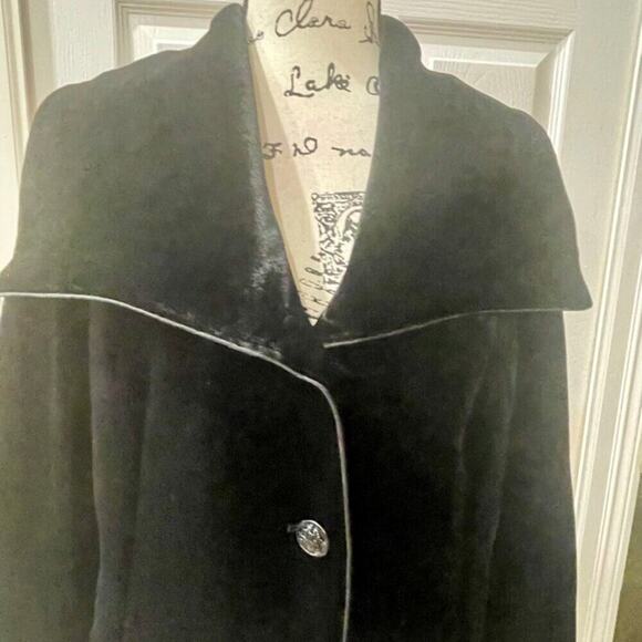 LAUNDRY BY SHELLI SEGAL COAT VELVET BLACK SZ LARGE SOPHISTICATED LUXURY CORE - Picture 15 of 15